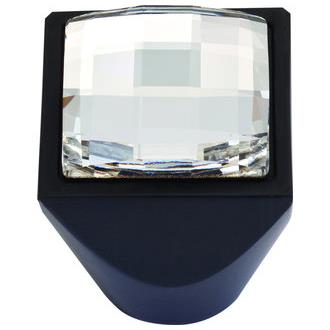 Atlas Homewares 3196-BL Sq Large Crystal Cabinet Knob in Black